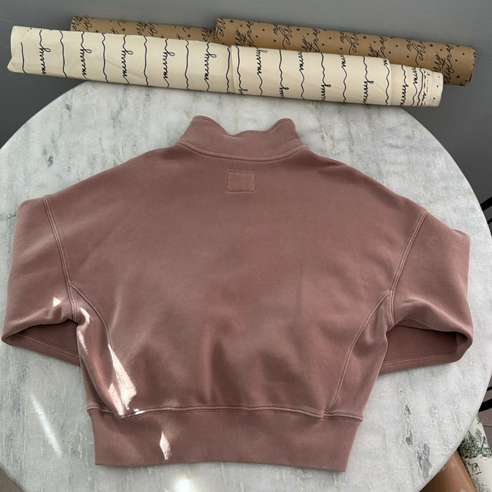 Abercrombie Sunday Essential Half Zip Sweatshirt in Biege - Picture 5 of 7